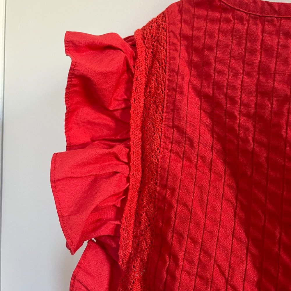 Aqua Red Ruffle Sleeve Dress - Picture 4 of 4